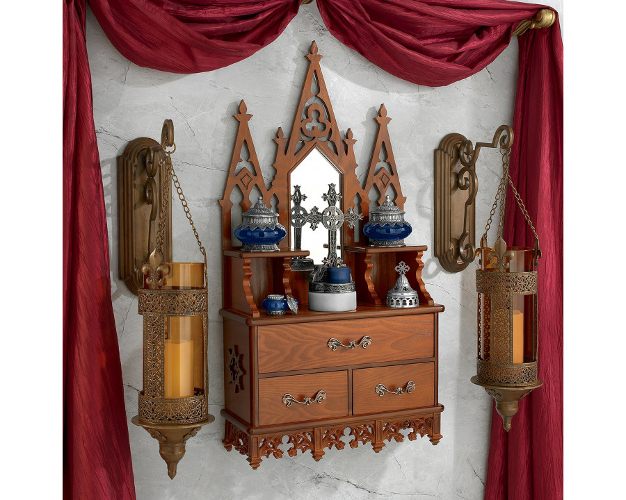 Toscano - Claremont Manor English Wall Curio Console in Walnut, Hardwood