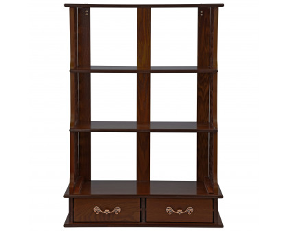 Toscano - Chinese Chippendale-Style 3-Shelf Wall Curio Cabinet in Walnut, Hardwood