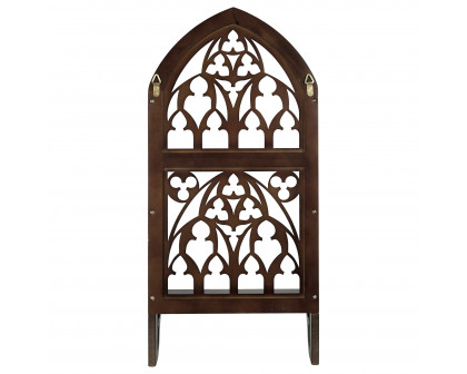 Toscano - Saint Thomas Aquinas Gothic Wall Shelf in Cherry, Hardwood