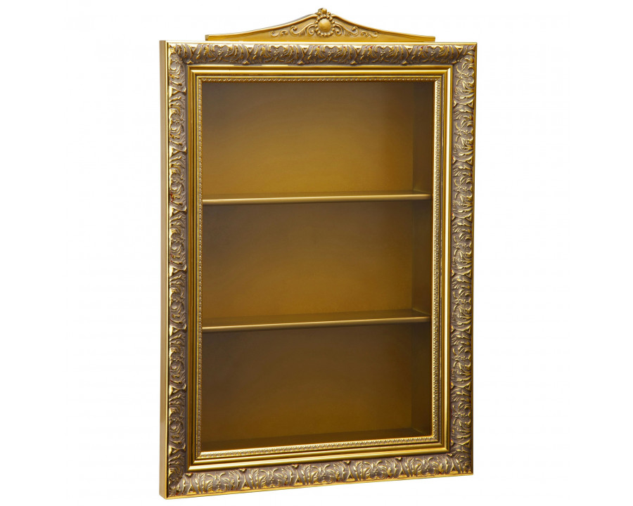 Toscano - Eggs of the Tsar Wall Curio Display Cabinet in Gold, Hardwood