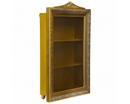 Toscano - Eggs of the Tsar Wall Curio Display Cabinet in Gold, Hardwood