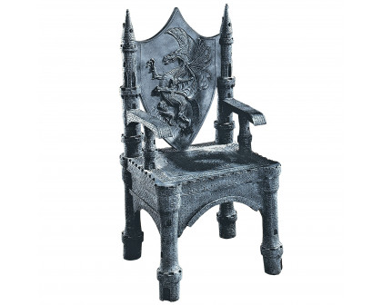 Toscano - The Dragon of Upminster Castle Throne Chair in Graystone, Designer Resin