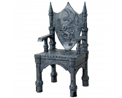 Toscano - The Dragon of Upminster Castle Throne Chair in Graystone, Designer Resin