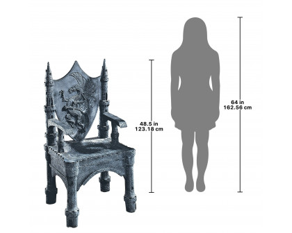 Toscano™ The Dragon of Upminster Castle Throne Chair - Graystone, Designer Resin