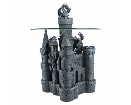 Toscano - Lord Langton Gothic Dragon Castle Sculptural Table in Graystone, Designer Resin