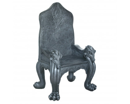 Toscano - Celtic Dragon Throne Chair in Greystone, Designer Resin