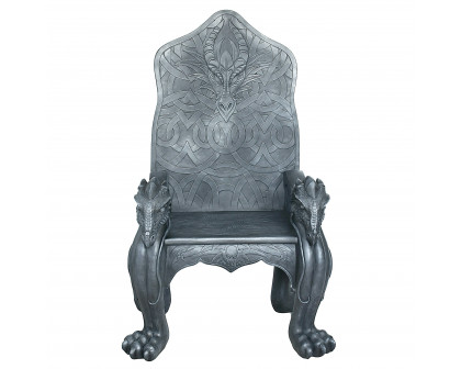 Toscano - Celtic Dragon Throne Chair in Greystone, Designer Resin