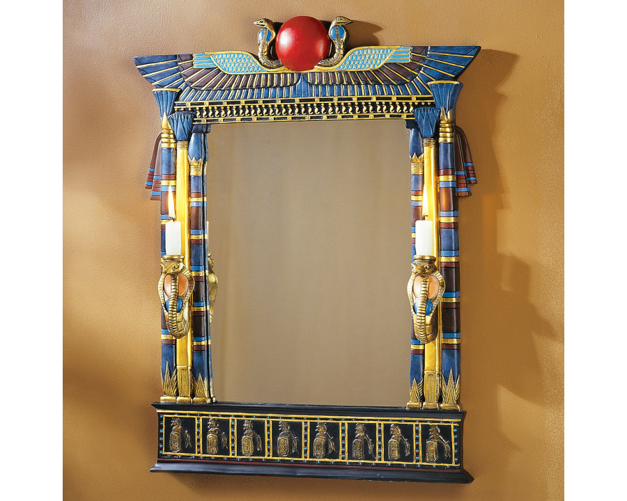 Toscano - Wadjet Egyptian Wall Mirror with Cobra Sconces