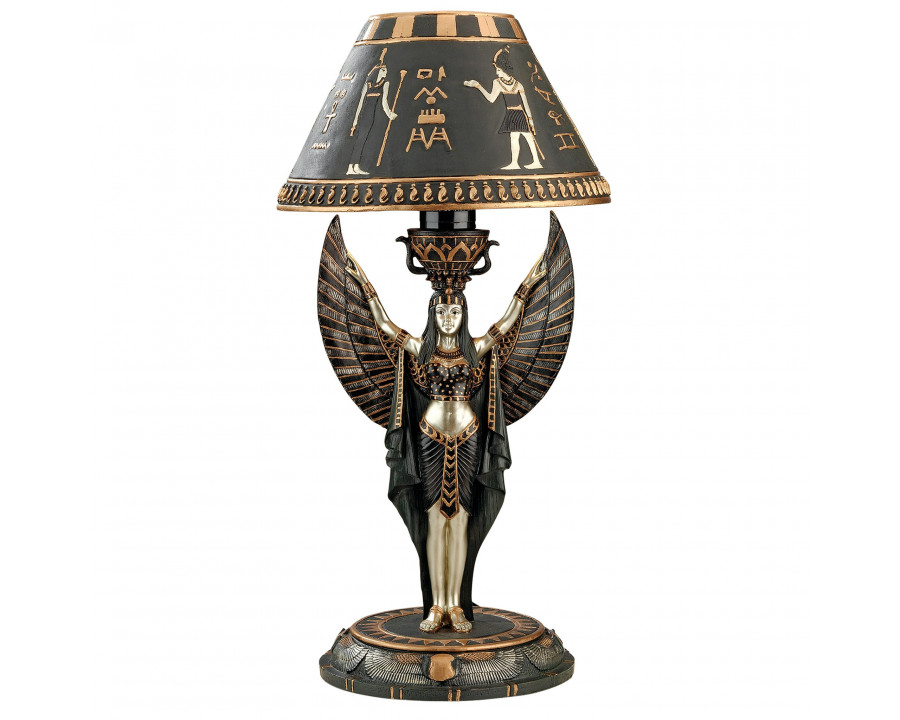 Toscano - Isis Egyptian Goddess Sculptural Table Lamp in Black/Gold, Designer Resin