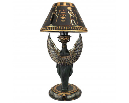 Toscano - Isis Egyptian Goddess Sculptural Table Lamp in Black/Gold, Designer Resin