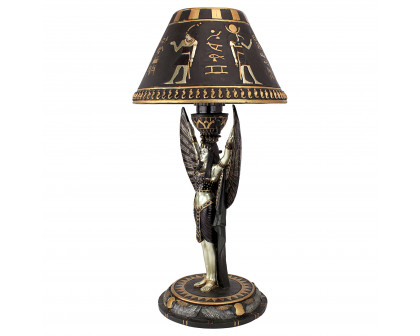 Toscano - Isis Egyptian Goddess Sculptural Table Lamp in Black/Gold, Designer Resin