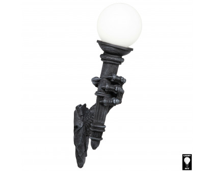 Toscano - Blackfriar Gate Wall Torchiere Lamp in Greystone, Designer Resin