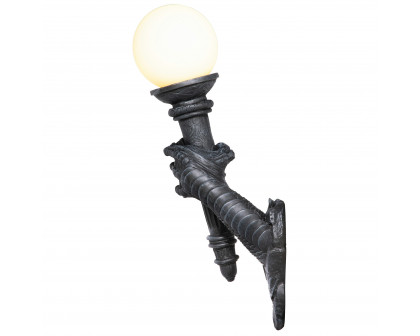 Toscano - Blackfriar Gate Wall Torchiere Lamp in Greystone, Designer Resin