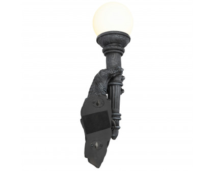 Toscano - Blackfriar Gate Wall Torchiere Lamp in Greystone, Designer Resin