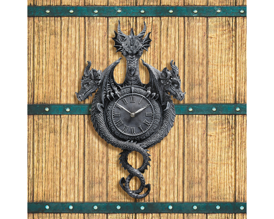 Toscano - Past Present and Future Dragon Sculptural Wall Clock