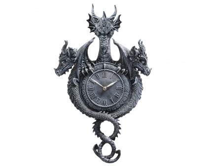 Toscano - Past Present and Future Dragon Sculptural Wall Clock