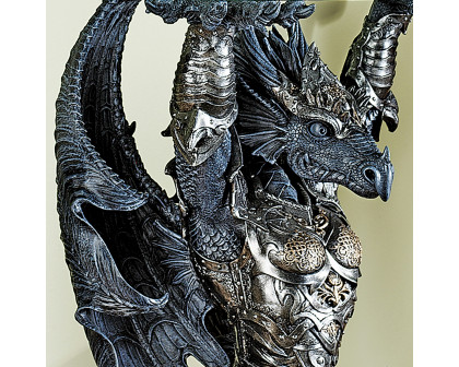 Toscano - Hastings the Gothic Warrior Dragon Sculptural Table in Graystone, Designer Resin