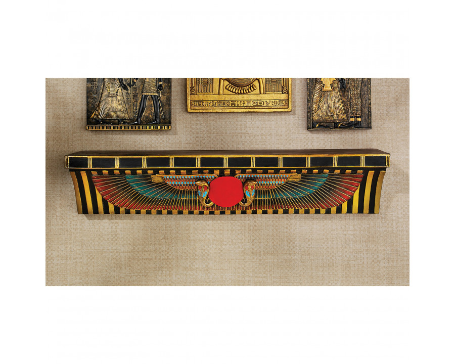 Toscano - Sacred Ur-Uatchi Ceremonial Offering Pediment Wall Shelf in Designer Resin