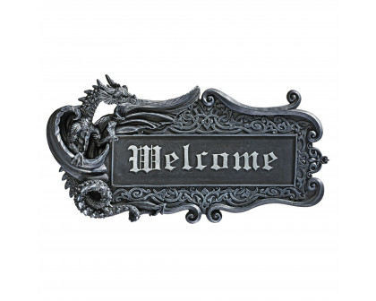 Toscano - Dragon Welcome Sign Wall Plaque