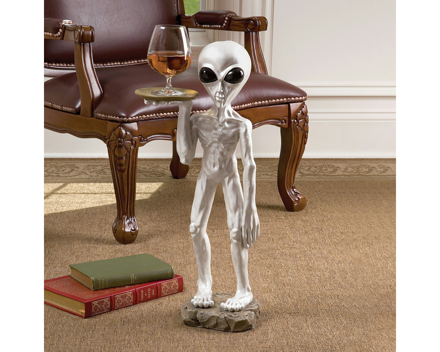 Toscano - Roswell the Alien Butler Sculptural Pedestal Table in Designer Resin