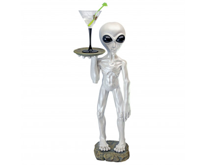 Toscano - Roswell the Alien Butler Sculptural Pedestal Table in Designer Resin