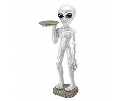 Toscano - Roswell the Alien Butler Sculptural Pedestal Table in Designer Resin