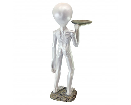 Toscano - Roswell the Alien Butler Sculptural Pedestal Table in Designer Resin