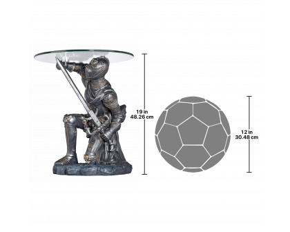 Toscano - Battle-Worthy Gothic Knight Sculptural Table in Pewter, Designer Resin