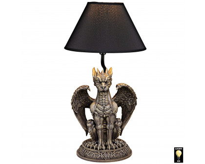 Toscano - Boden the Gothic Gargoyle Sculptural Table Lamp in Gothic Stone, Designer Resin