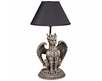 Toscano - Boden the Gothic Gargoyle Sculptural Table Lamp in Gothic Stone, Designer Resin