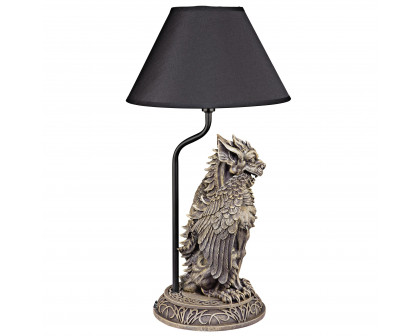 Toscano - Boden the Gothic Gargoyle Sculptural Table Lamp in Gothic Stone, Designer Resin