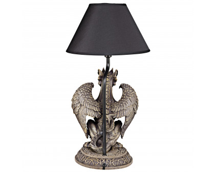 Toscano - Boden the Gothic Gargoyle Sculptural Table Lamp in Gothic Stone, Designer Resin