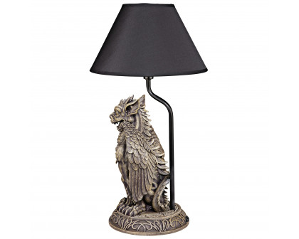 Toscano - Boden the Gothic Gargoyle Sculptural Table Lamp in Gothic Stone, Designer Resin