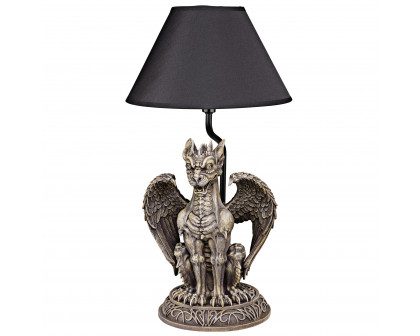 Toscano - Boden the Gothic Gargoyle Sculptural Table Lamp in Gothic Stone, Designer Resin