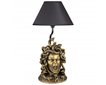 Toscano - Medusa the Greek Snake-Haired Gorgon Sculptural Table Lamp in Gold, Designer Resin