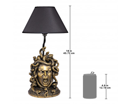 Toscano - Medusa the Greek Snake-Haired Gorgon Sculptural Table Lamp in Gold, Designer Resin