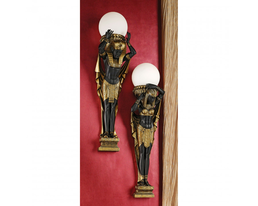 Toscano Set of 2 Egyptian Royalty Illuminated Wall Sconces