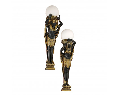 Toscano Set of 2 Egyptian Royalty Illuminated Wall Sconces