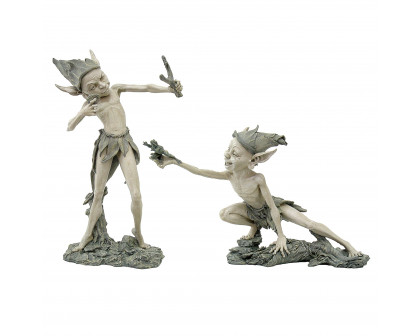 Toscano - Set of 2 Sling Stretch Pixie Garden Statues