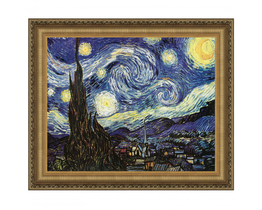 Toscano Starry Night Framed Canvas Replica Painting - Medium