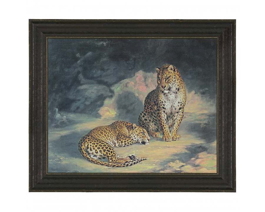 Toscano - A Pair of Leopards Framed Canvas Replica Painting