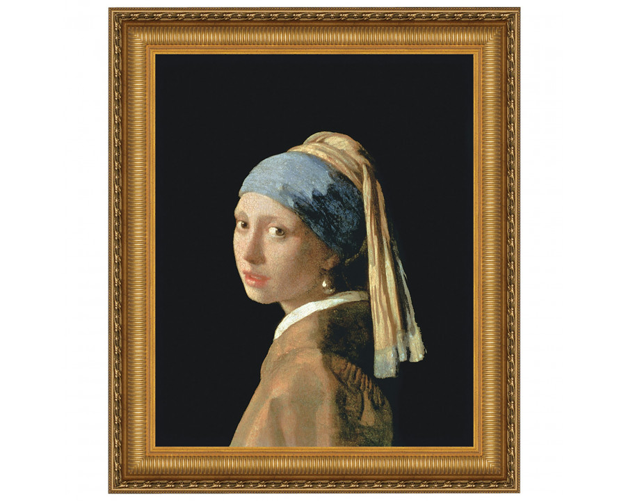 Toscano The Girl with a Pearl Earring Framed Canvas Replica Painting - Small