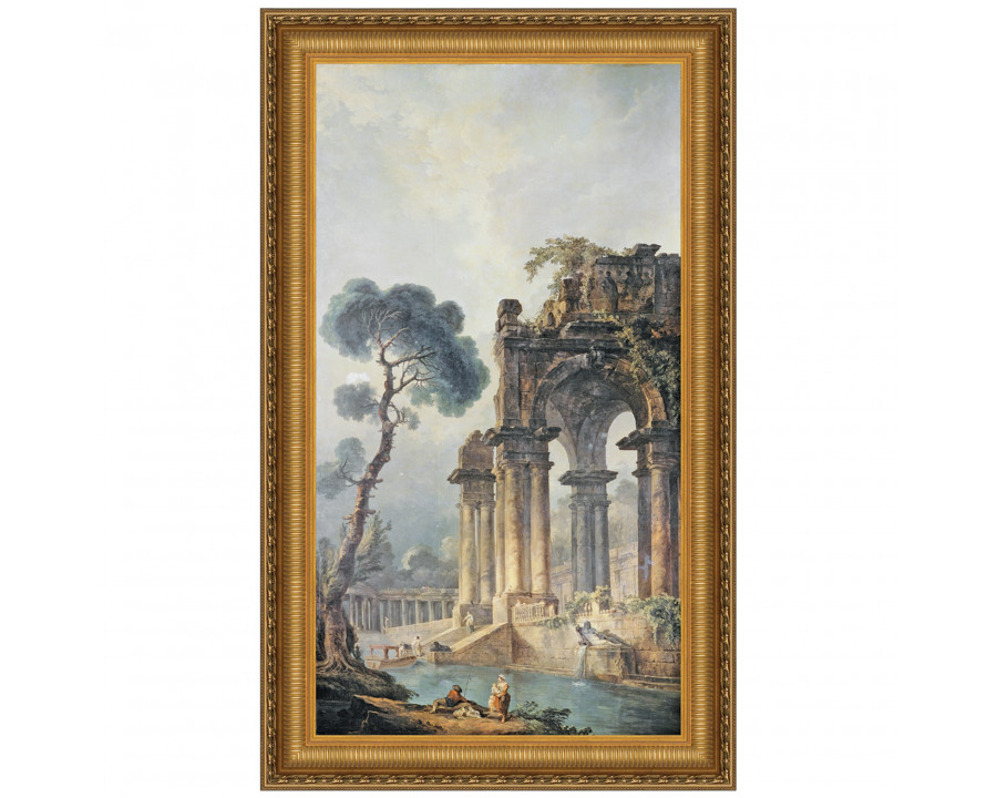 Toscano - The Ruins Near The Water Framed Canvas Replica Painting