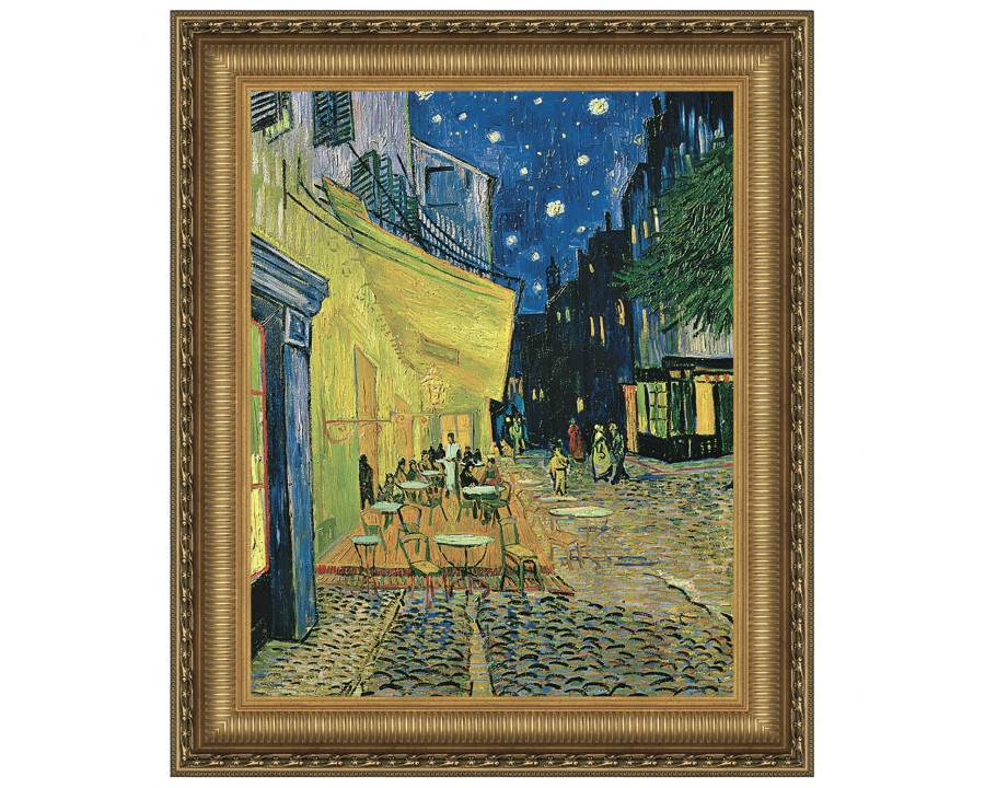 Toscano Cafe Terrace on the Place du Forum Framed Canvas Replica Painting - Small