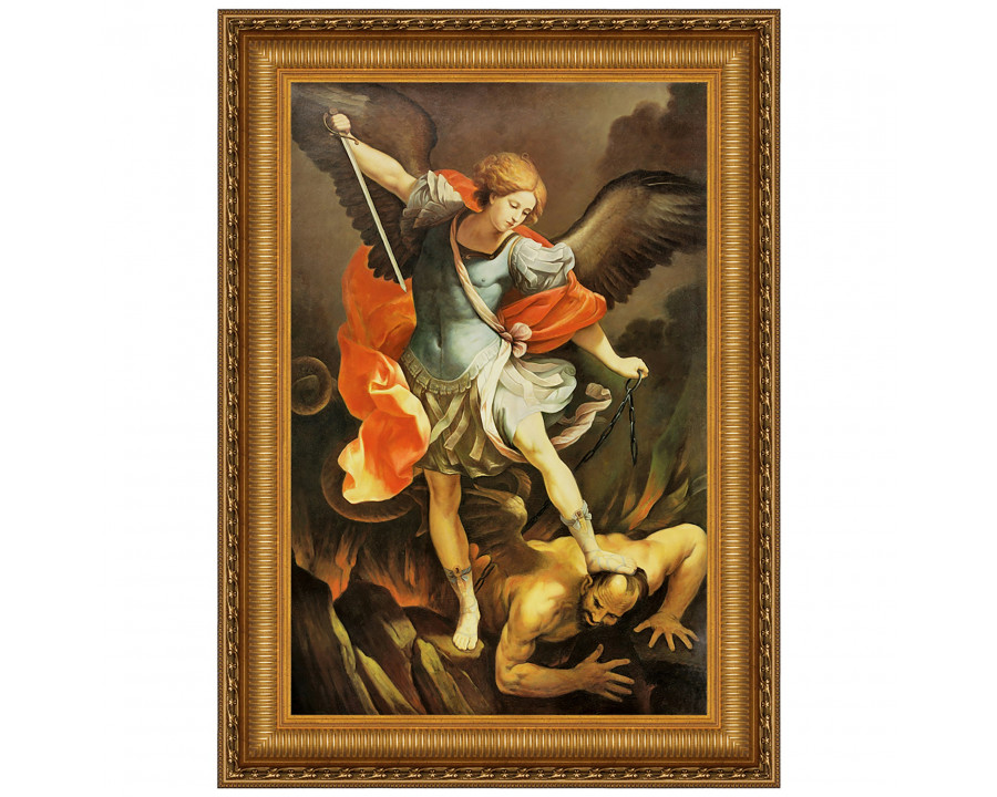 Toscano Archangel Saint Michael Framed Canvas Replica Painting - Medium