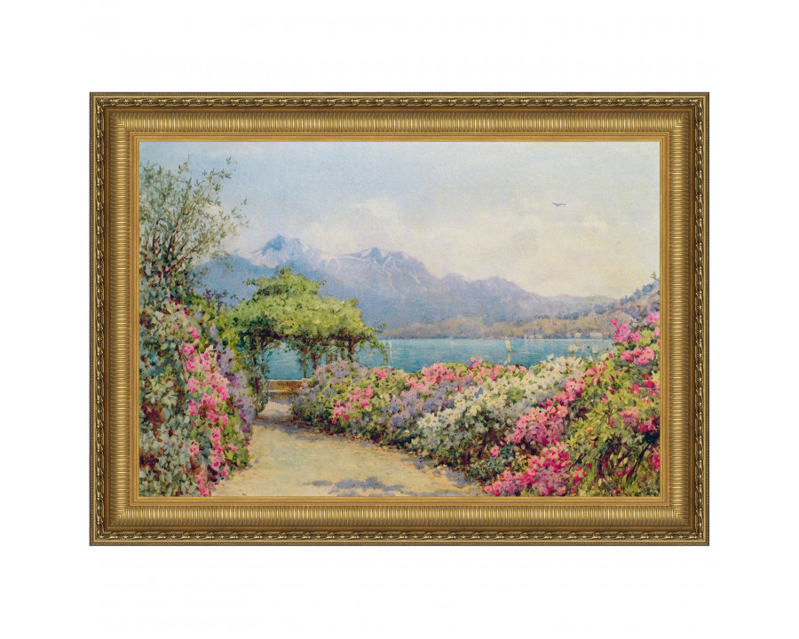 Toscano Lake Como from the Villa Framed Canvas Replica Painting - Medium