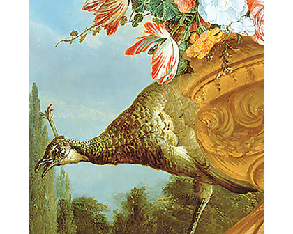 Toscano A Peacock on a Decorative Urn Framed Canvas Replica Painting - Small