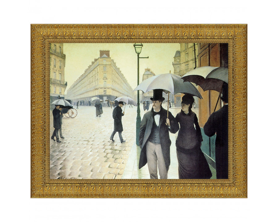 Toscano Rue du Paris Rainy Day Framed Canvas Replica Painting - Small