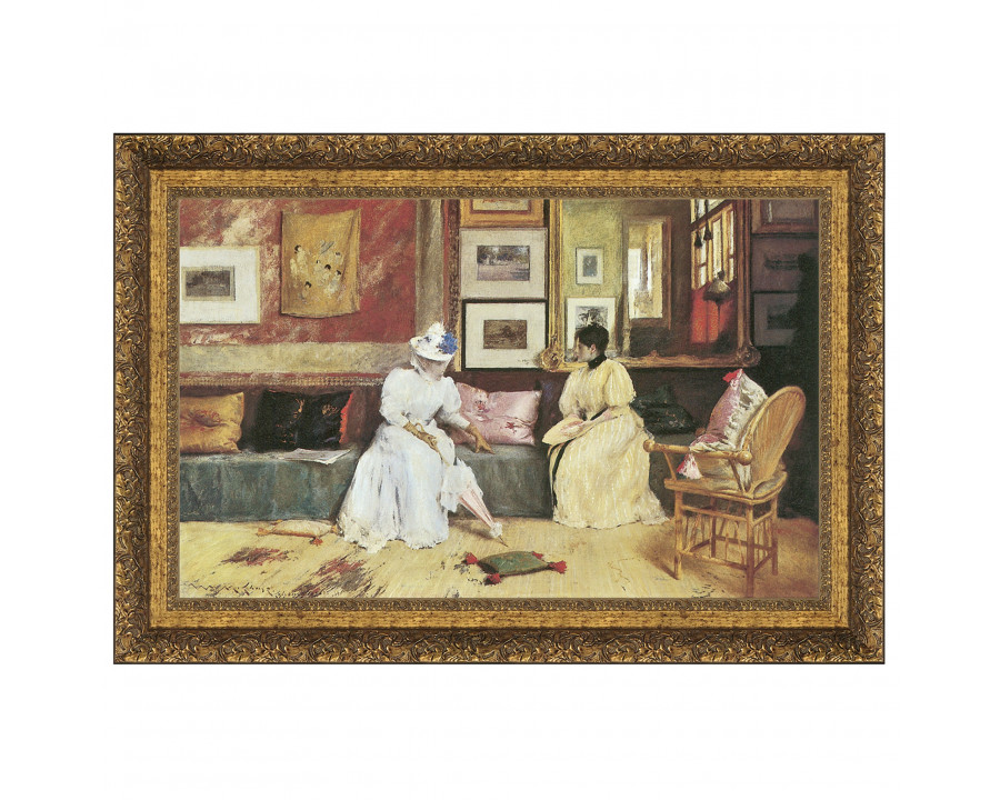 Toscano A Friendly Call Framed Canvas Replica Painting - Small