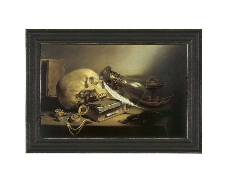 Toscano A Vanitas Still Life Framed Canvas Replica Painting - Small